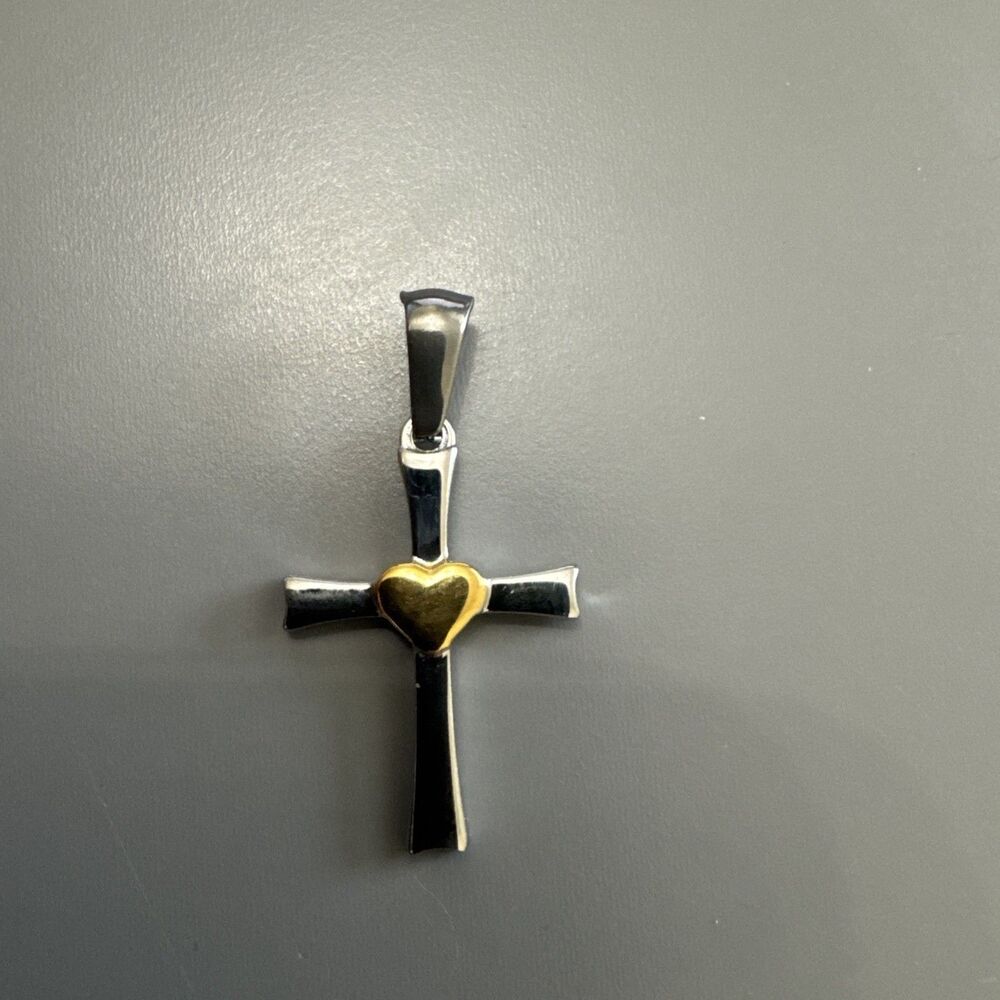 Cross Heart Silver Gold Plated Stainless Steel Pendant Expendable Necklace Gift